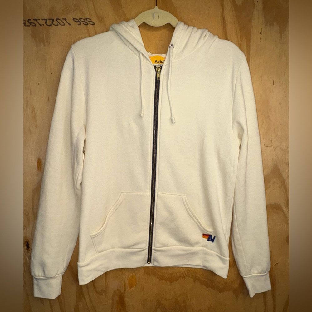 Aviator Nation Off-White Zip Up Hoodie